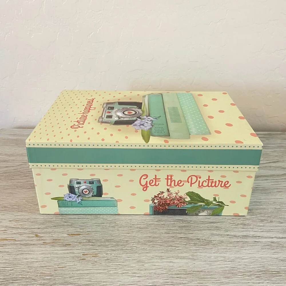 Storage Box Picture Happiness Camera Books Typewriter Flowers Photo